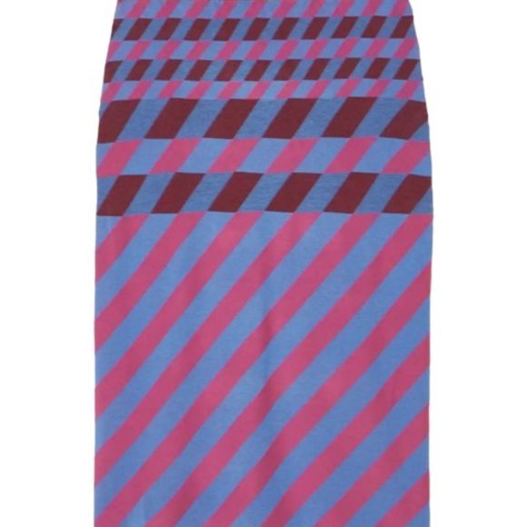 DVF Laris Stretch Knit Fitted Midi Skirt in Burgundy, Periwinkle, Pink Size XL - Picture 2 of 8